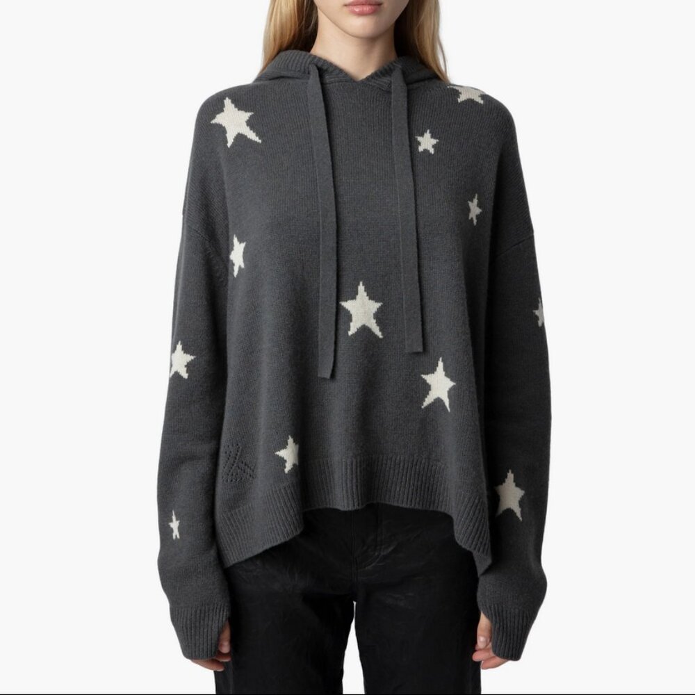 Zadig Voltaire Marky Hoodie Cashmere Star Sweater Intarsia Wool Luxury Pullover